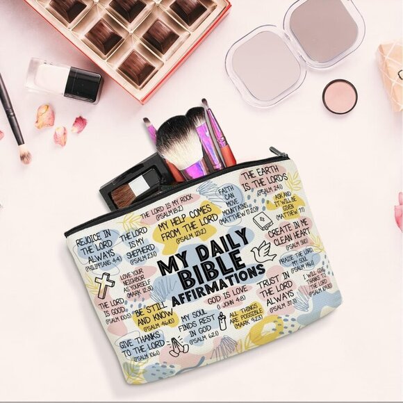 Daily Affirmations for Women Scripture Bible Verse Makeup Bag Faith Christian Gi - Picture 4 of 5